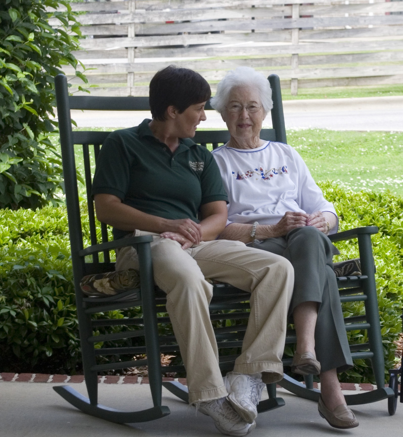 Staff with resident small